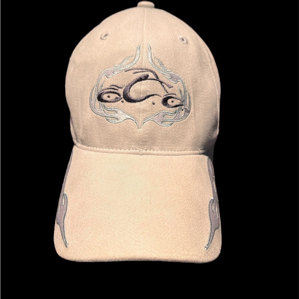 O.C.C. Orange County Choppers Cream w/Gray Color Ball Cap Hat Fitted OSFM Flames